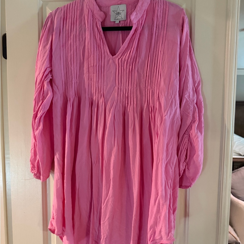 AREA Pink Pintuck Peasant Tunic
